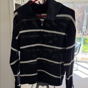 Universal Thread Black and White Striped Cowl Sweater